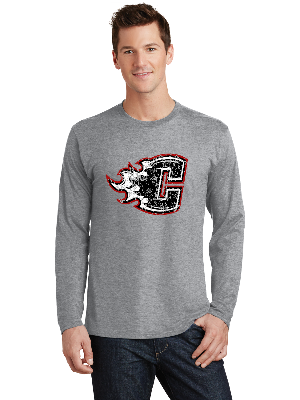 Distressed Logo LS T-Shirt - Crawford