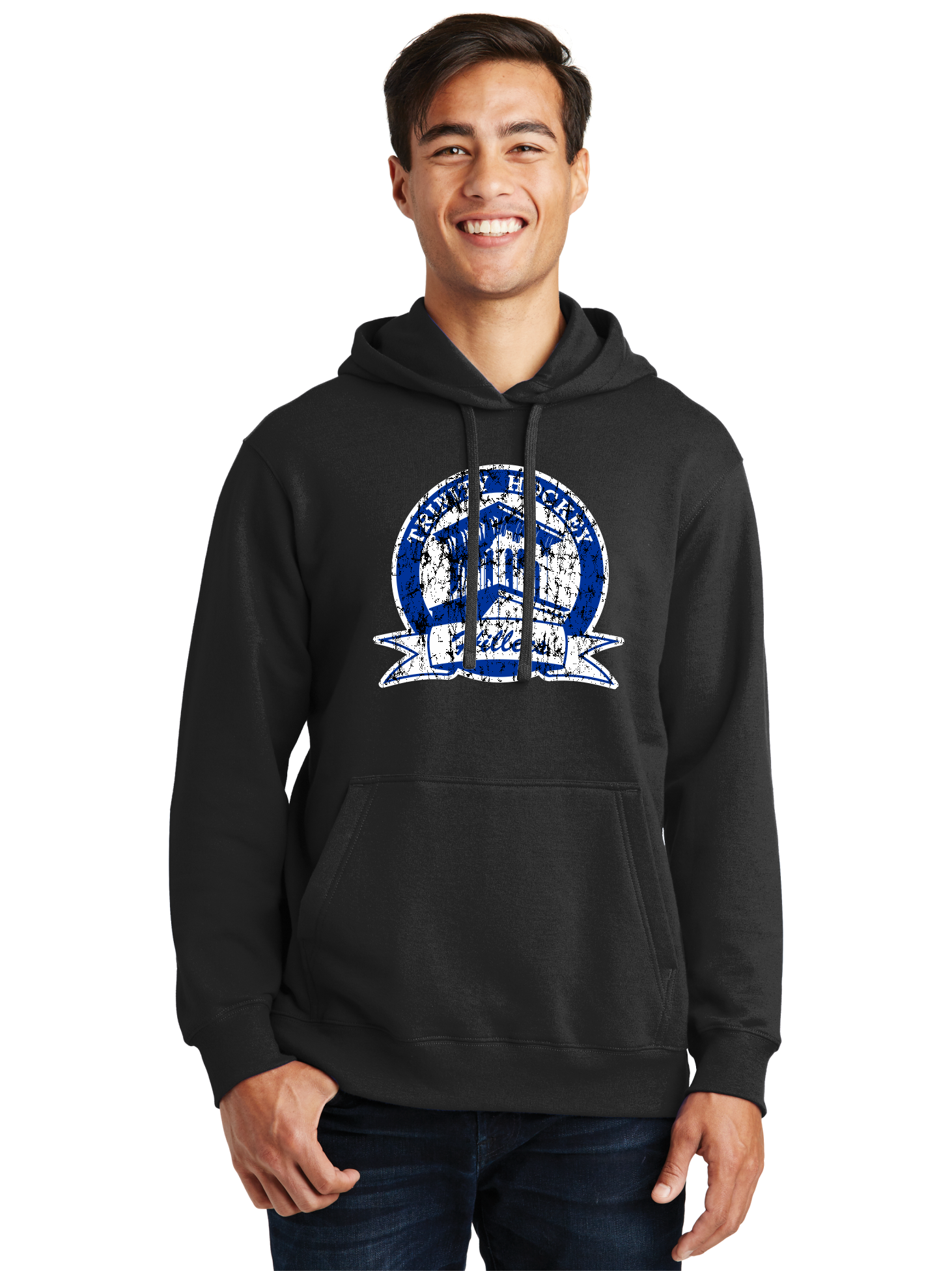 Distressed Logo Hoodie - Trinity