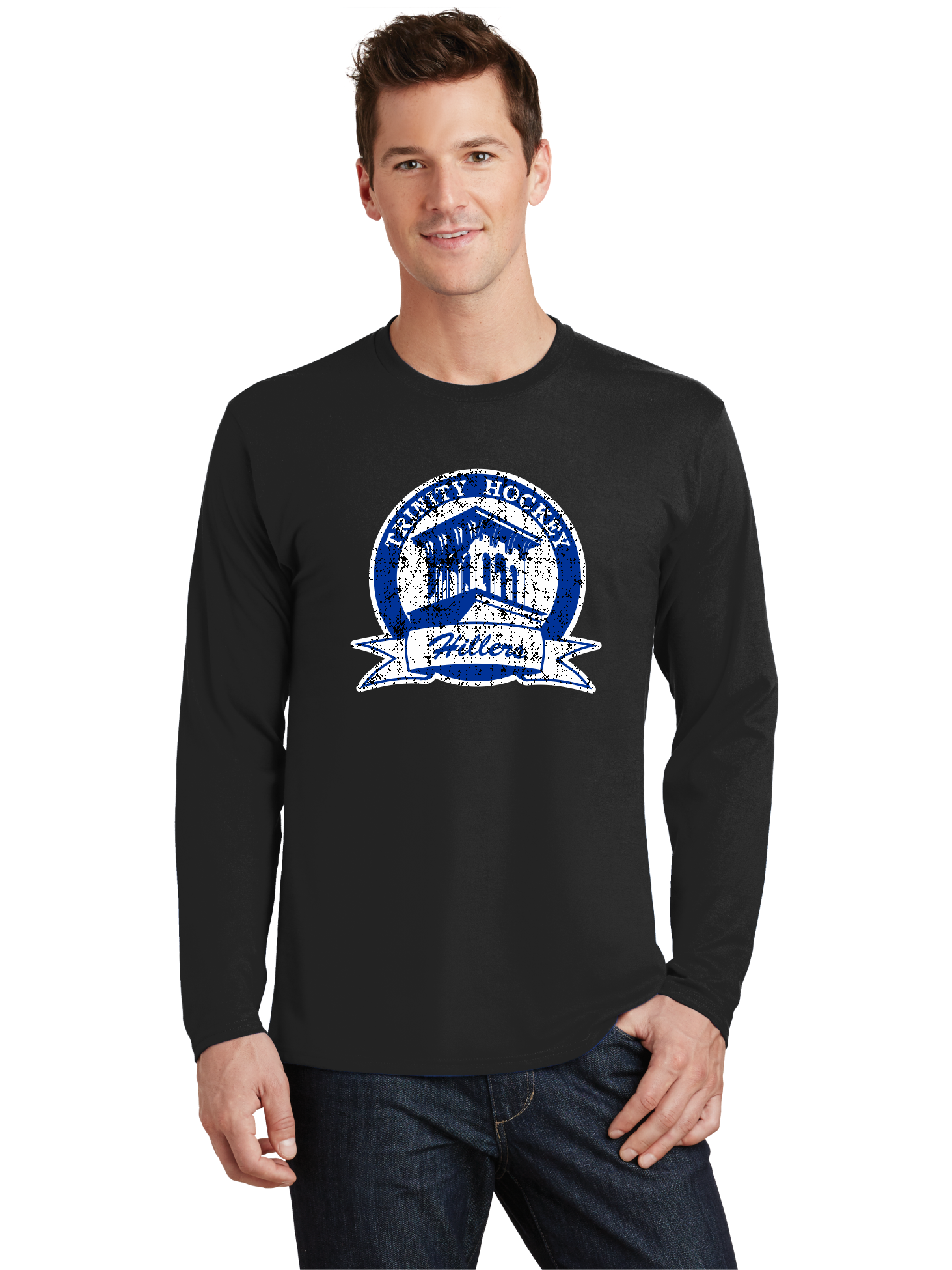Distressed Logo LS T-Shirt - Trinity