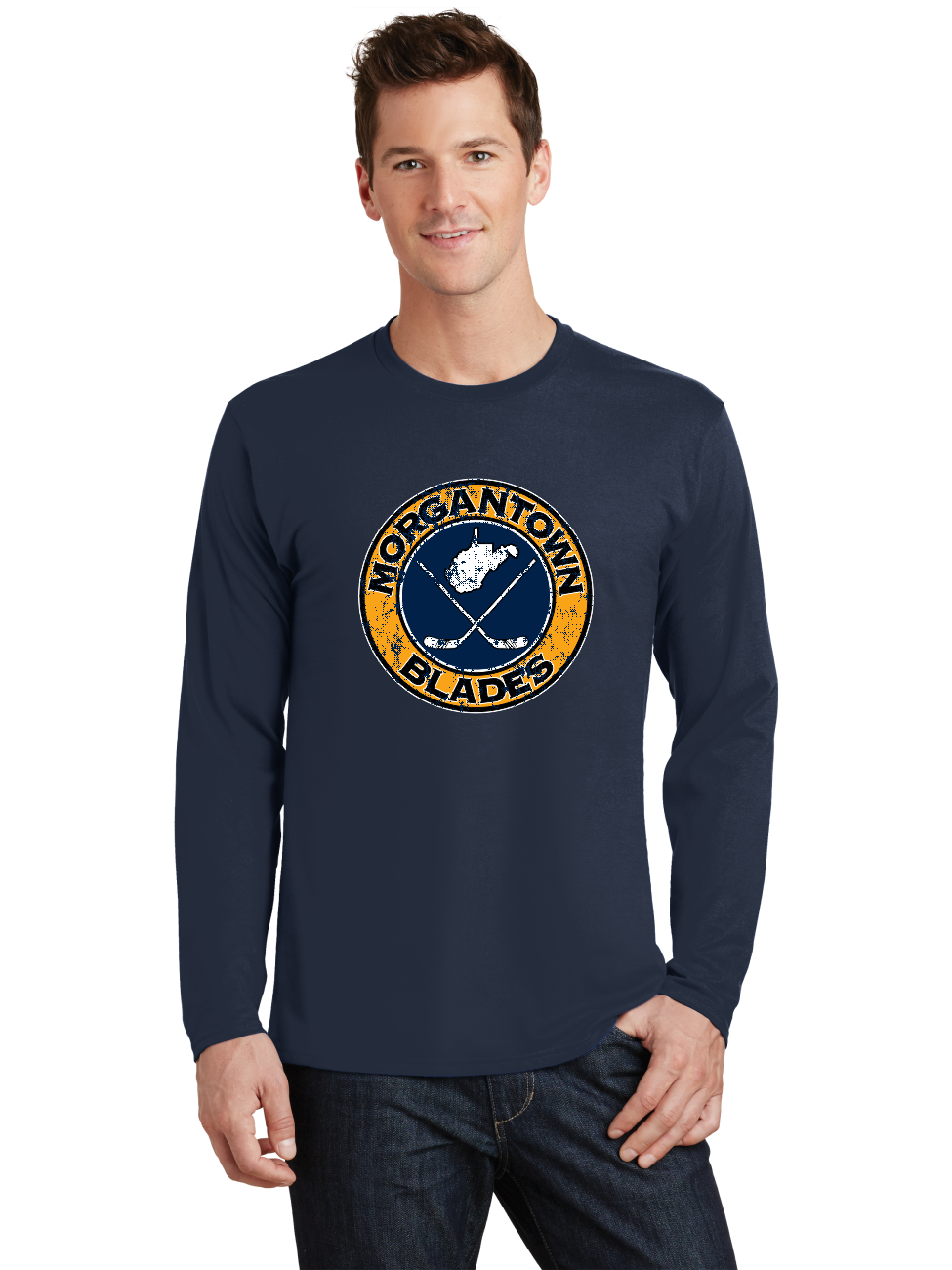 Distressed Logo LS T-Shirt - Blades