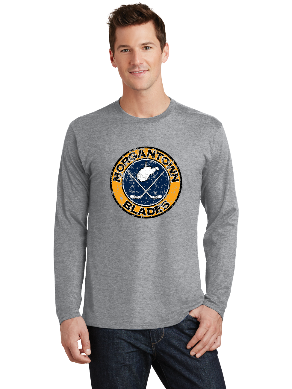 Distressed Logo LS T-Shirt - Blades