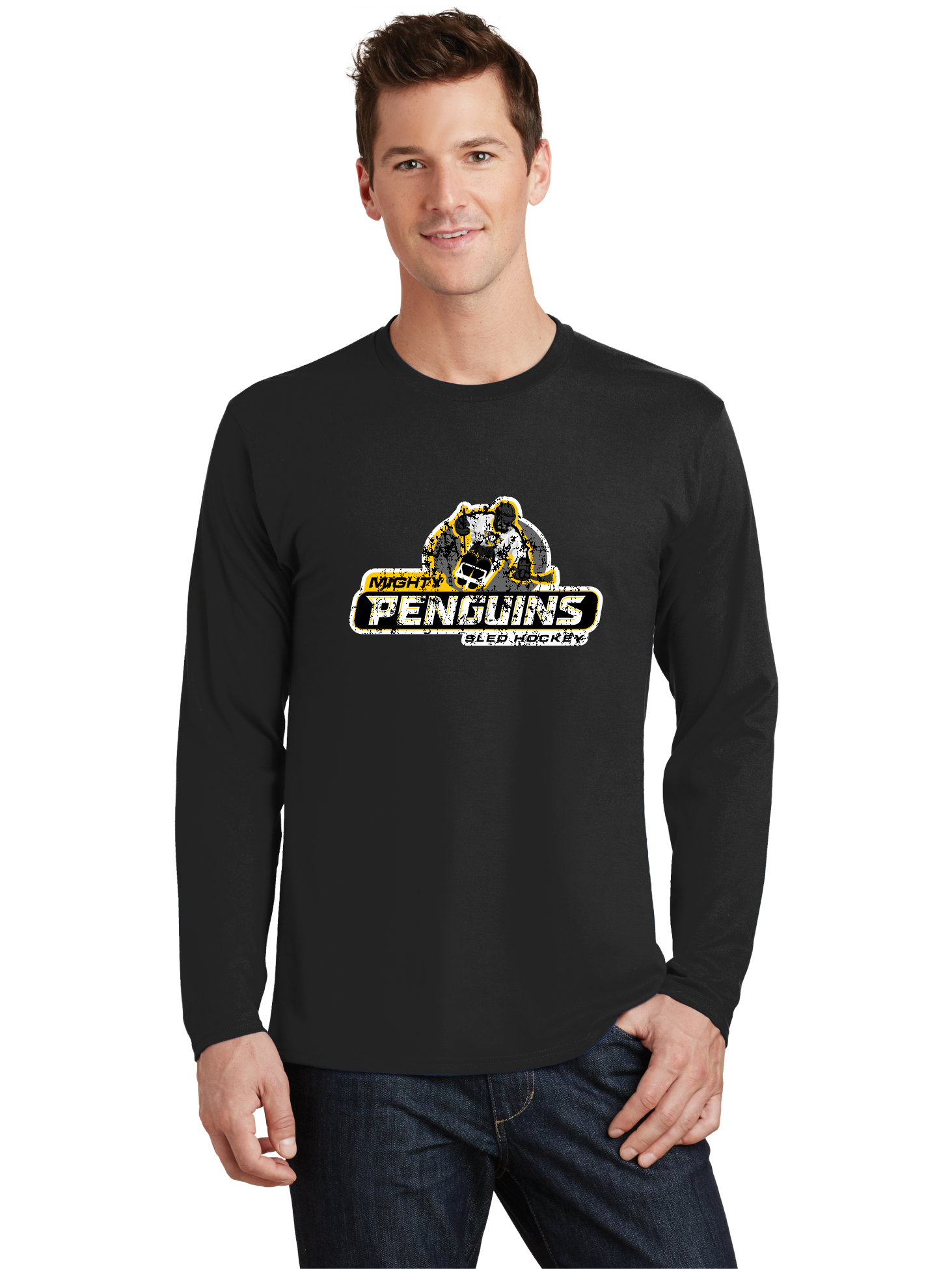 Distressed Logo LS T-Shirt - Mighty Penguins