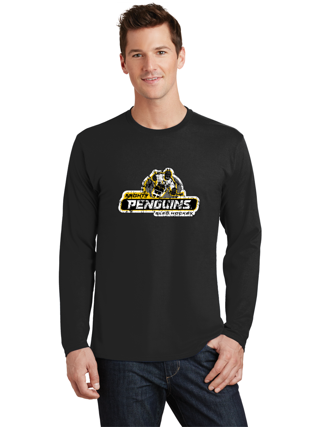 Distressed Logo LS T-Shirt - Mighty Penguins