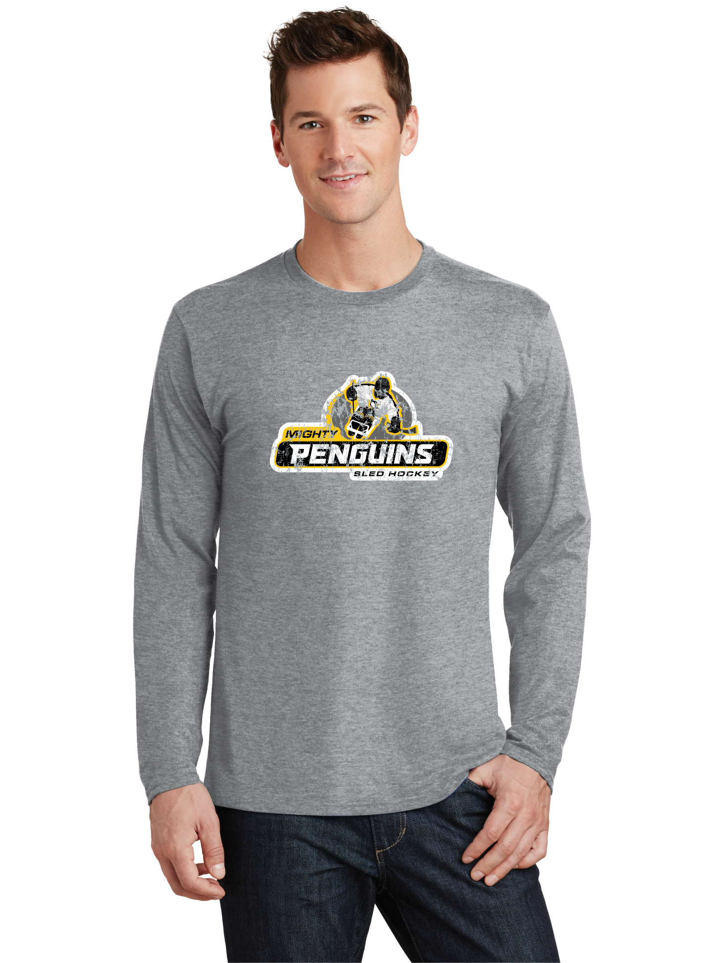 Distressed Logo LS T-Shirt - Mighty Penguins