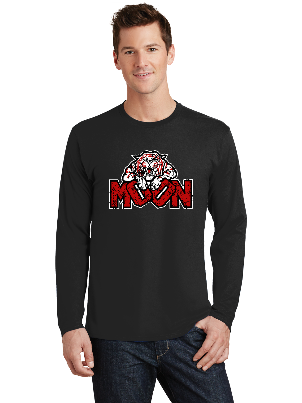 Distressed Logo LS T-Shirt - Moon