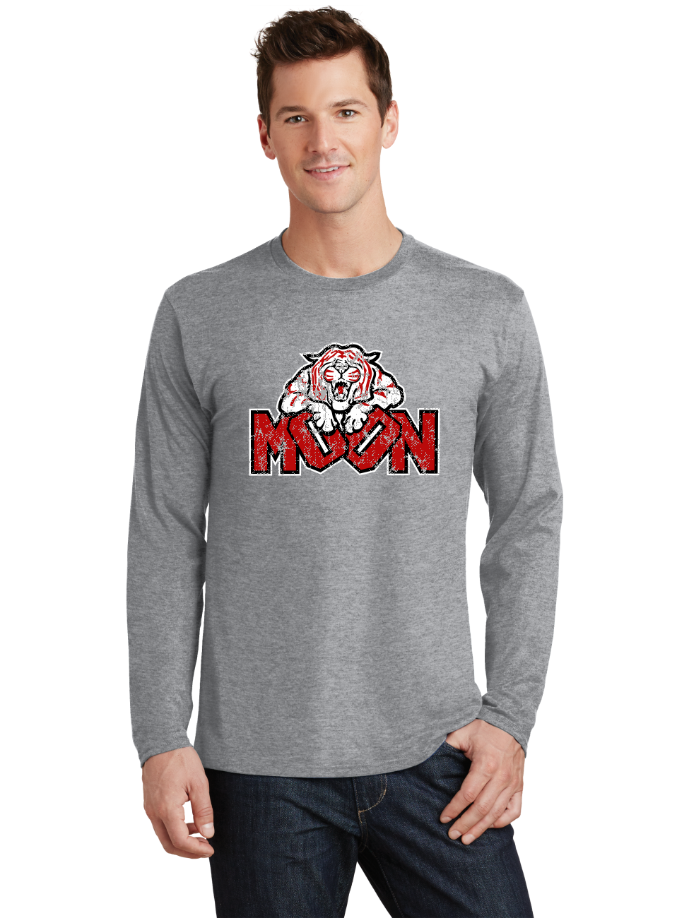 Distressed Logo LS T-Shirt - Moon
