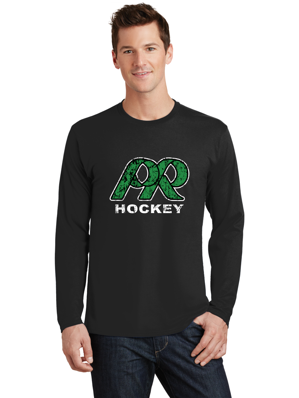 Distressed Logo LS T-Shirt - Pine Richland